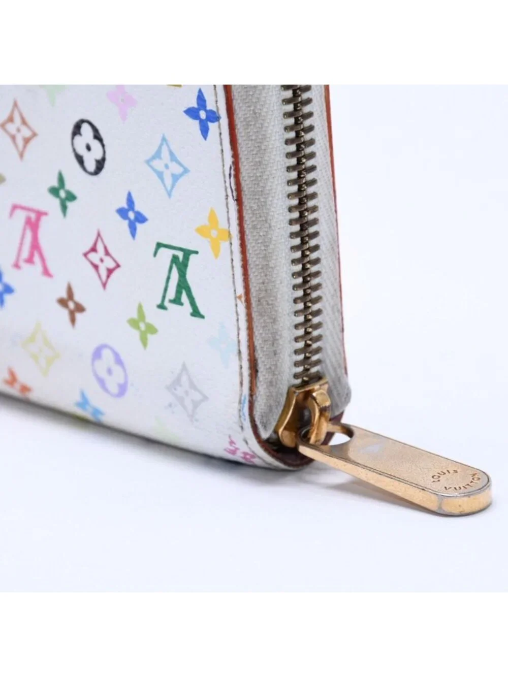 Louis Vuitton Monogram Multicolor Zippy Wallet Takashi Murakami Gold White